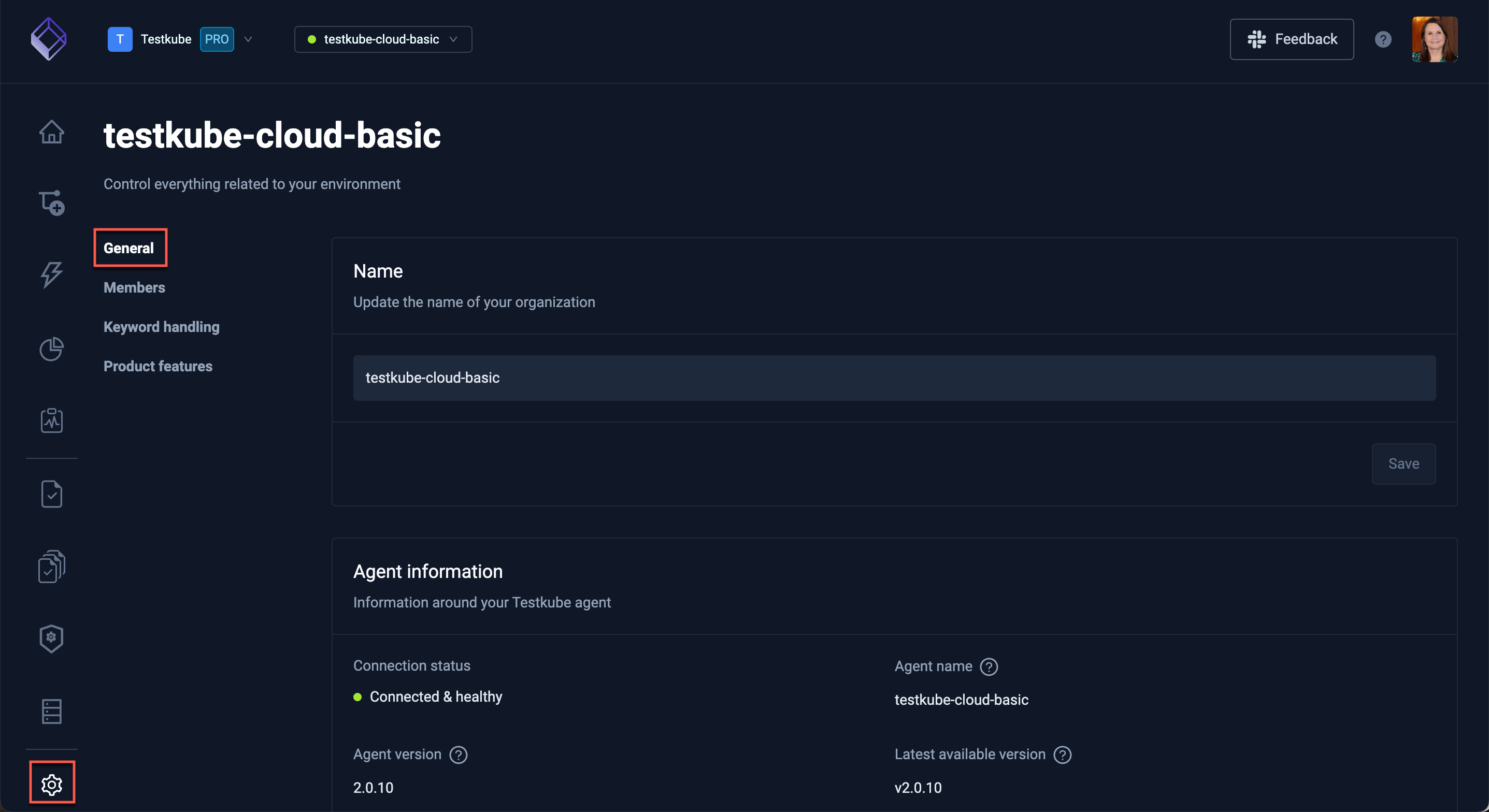 General Settings Dashboard