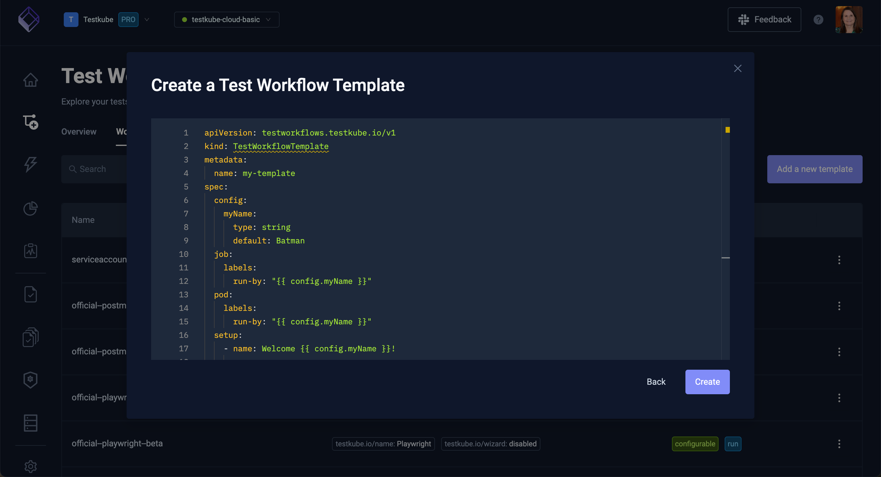 Import from YAML Template Wizard